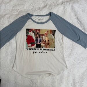 FRIENDS White and Blue Raglan Holiday Shirt